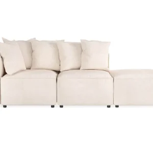 Andrarum Cubo 3-sits Djup Modulsoffa + Fotpall i Tyg Beige - Möbler Kundfavorit