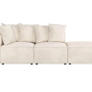 Andrarum Cubo 3-sits Djup Modulsoffa + Fotpall i Manchester Beige - Möbler Premium