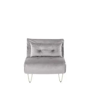 Bäddsoffa 1-sits sammet grå VESTFOLD Grå - Möbler Sista chansen
