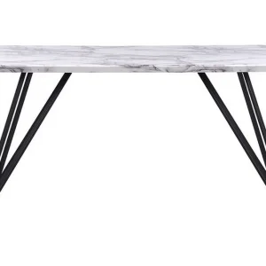 Begränsat antal Matbord 150 x 80 cm marmor effekt/svart MOLDEN Vit - Möbler
