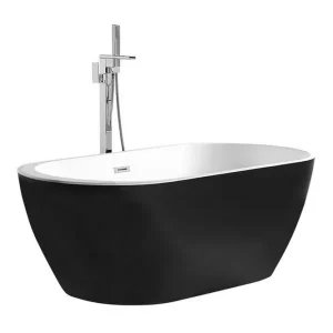 Kundfavorit Fristående badkar 170 x 80 cm oval svart NEVIS Svart - Hus & renovering