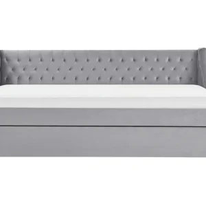 Snabb frakt Dagbädd 90 x 200 cm sammet grå MONTARGIS Grå - Möbler