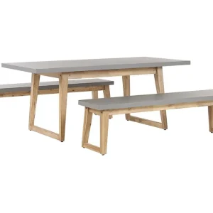 Trädgårdsmöbelset av Utebord och 2 Bänkar Utomhus grå ORIA Grå - Utemöbler Kampanjpris
