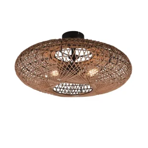 Fynd Trio Lighting Hedda Plafond 2L E27 mattsvart/ sisal Matt svart/Sisal - Belysning & el