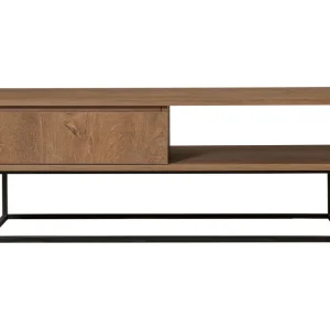 Erbjudandepris Pocono Soffbord 120 cm med Förvaring Hylla + Låda Mörkbrun/Svart - Möbler
