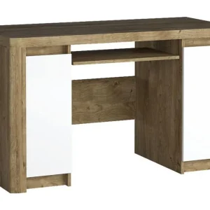 Domardon Skrivbord 130 cm med Förvaring 2 Skåp Trä/Vit - Möbler Köp nu