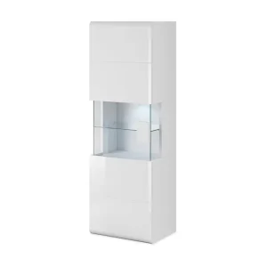 Toreno Vitrinskåp 39 djup 53 cm bred 159 cm hög Ljust Trä Glas Vit - Förvaring Säker betalning