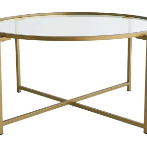 Rowman Soffbord 83 cm Runt Guld/Glas - Möbler Kampanjpris