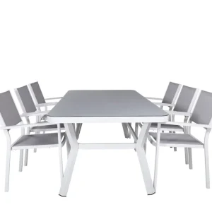 Fynd Venture Home Virya Matgrupp Utomhus 200cm + 6 Copacabana Stapelbara Matstolar Utomhus Vit Venture Home - Utemöbler
