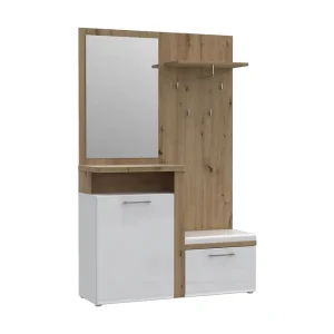 Nessebar Hallmöbelset 44x129 cm Vit/Brun - Möbler Rabatter