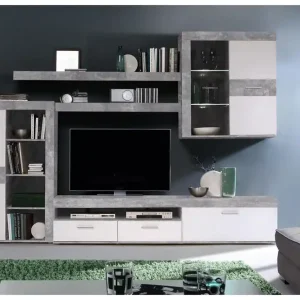 Dolnis Tv-möbelset 41x300 cm Vit/Grå - Möbler Säker betalning
