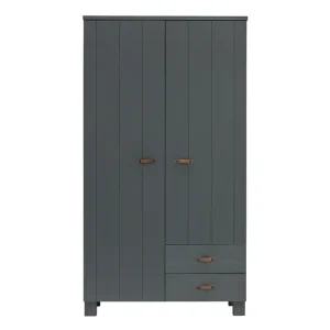 Handla nu Tenney Barngarderob 55x111 cm 2 Lådor Stålgrå - Möbler