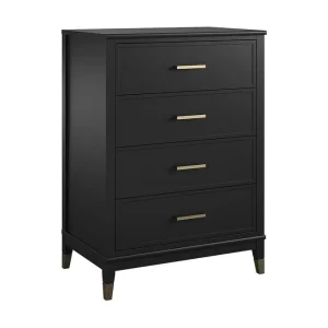 Begränsat erbjudande CosmoLiving Westerleigh Byrå 76x50 cm Svart/Guld CosmoLiving - Förvaring