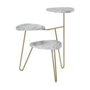 Novogratz Athena Sidobord 55 cm Marmorlook/Vit/Mässing Novogratz - Möbler Snabb frakt
