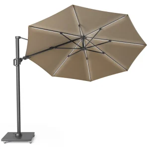 Billig Challenger T2 Glow parasoll - Taupe/grå exkl. parasollfot 3,5 m från Platinum Sun & Shade- Bra Möbler