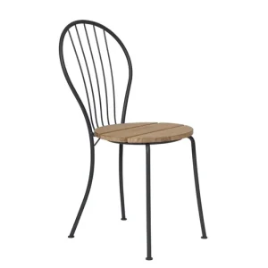 Fynd Akleja caféstol - Teak/mörkgrå från Grythyttan Stålmöbler- Bra Möbler