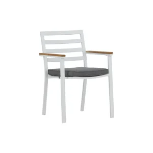 Brasilia karmstol - Vit/teak från Venture Design- Bra Möbler Fynd