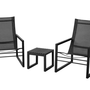 Premium Vevi cafégrupp - Svart/svart 2 loungefåtöljer & bord 40x35 cm från Brafab- Bra Möbler