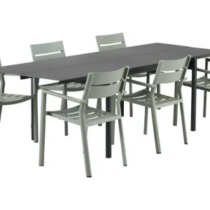 B45 matgrupp - Svart/grön 6 karmstolar & bord 250x92 cm från Brafab- Bra Möbler Sänkt pris