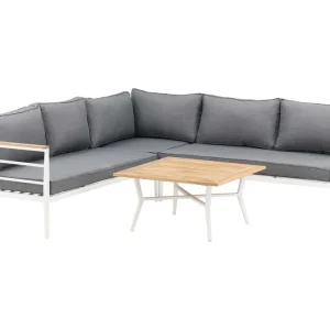 Lägg i varukorgen Mexico soffgrupp - Vit med grå dynor 2st 2-sitsavslut, hörn & bord 80x80 cm från Venture Design- Bra Möbler