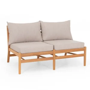 Hampton 2-sitsmodul - Teak med beige dyna 125 x 68 x 70 cm från Sunzo- Bra Möbler Begränsat erbjudande