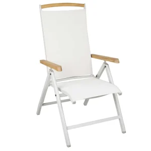 Sista chansen Andy positionsstol - Ljusgrå/offwhite Teak armstöd från Brafab- Bra Möbler