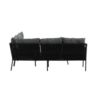 Berlin soffgrupp - Svart 2st 3-sitsavslut & bord 120x70 cm från Venture Design- Bra Möbler Extra rabatt