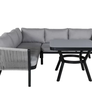 Virya soffgrupp - Svart/grå 3-sitsavslut, 2-sitsavslut & bord 90x90 cm från Venture Design- Bra Möbler Rea