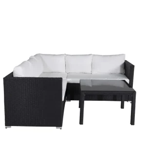 Kuba soffgrupp - Svart med vit dyna 2st 2-sitsavslut, hörn & bord 70x70 cm från Venture Design- Bra Möbler Lägg i varukorgen