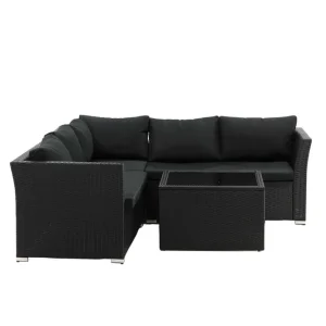 Haiti soffgrupp - Svart med svart dyna 2st 2-sitsavslut, hörn & bord 70x70 cm från Venture Design- Bra Möbler Köp online