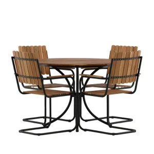 Billig Holmsund matgrupp - Akacia/svart 4 stolar & bord 103 cm från Venture Design- Bra Möbler