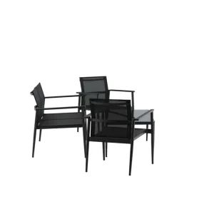 Begränsat erbjudande Break soffgrupp - Svart med svart dyna 2-sitssoffa, 2 fåtöljer & bord 90x55 cm från Venture Design- Bra Möbler