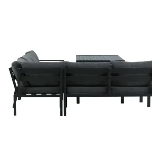Nyhet Ramos soffgrupp - Svart med grå dyna 2st 2-sitsavslut, hörn, mitt, pall & bord 140x82 cm från Venture Design- Bra Möbler