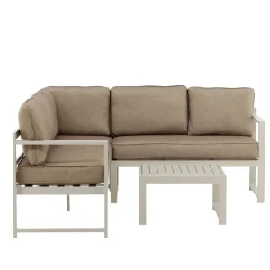 Salvador soffgrupp - Beigemed beige dyna 3-sitsavslut, 2-sitsavslut & bord 60x60 cm från Venture Design- Bra Möbler Rea