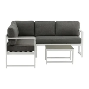 Utförsäljning Salvador soffgrupp - Vit med grå dyna 3-sitsavslut, 2-sitsavslut & bord 60x60 cm från Venture Design- Bra Möbler