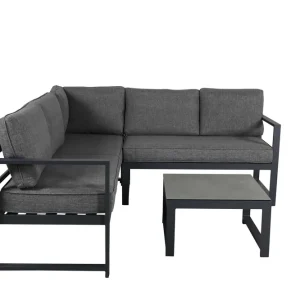 Salvador soffgrupp - Svart med grå dyna 3-sitsavslut, 2-sitsavslut & bord 60x60 cm från Venture Design- Bra Möbler Billig