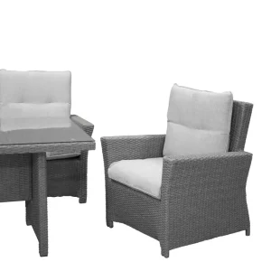 Fynd Brentwood soffgrupp - Grå med grå dyna 3-sitssoffa, 2 fåtöljer & bord 145x85 cm från Venture Design- Bra Möbler