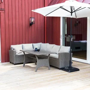 Bentwood soffgrupp - Grå med grå dyna 2st 3-sitsavslut & bord 145x75 cm från Venture Design- Bra Möbler Säker betalning