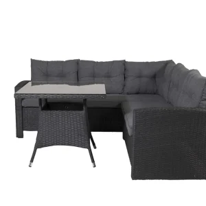 Watford soffgrupp - Svart med grå dyna 3-sitsavslut, 2-sitsavslut & bord 80x80 cm från Venture Design- Bra Möbler Erbjudandepris