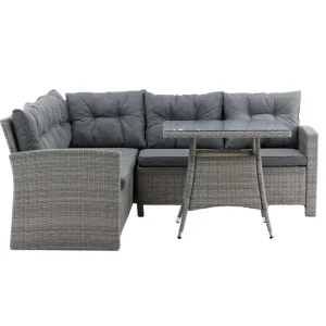 Watford soffgrupp - Grå med grå dyna 3-sitsavslut, 2-sitsavslut & bord 80x80 cm från Venture Design- Bra Möbler Kampanjpris