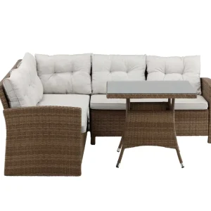 Watford soffgrupp - Natur med natur dyna 3-sitsavslut, 2-sitsavslut & bord 80x80 cm från Venture Design- Bra Möbler Trygg betalning