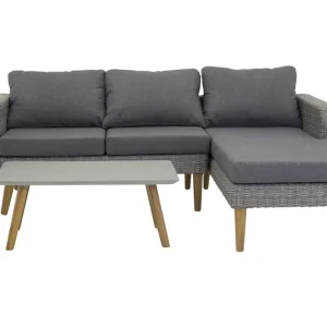 Begränsad tid Vodice soffgrupp - Akacia/grå med grå dyna 2-sitsavslut, divan & bord 90x50 cm från Venture Design- Bra Möbler
