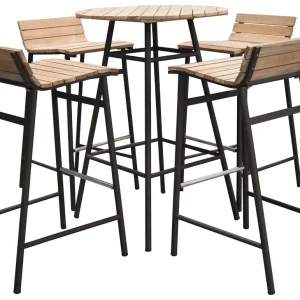 Mexico bargrupp - Svart/natur 4 stolar och bord 64 cm från Venture Design- Bra Möbler Beställ idag
