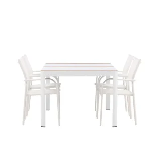 Rea Togo & Santorini matgrupp - Natur/vit 4 stolar & bord 150x90 cm från Venture Design- Bra Möbler