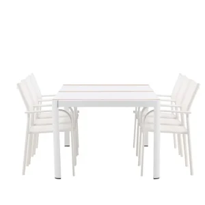 Populär Togo & Santorini matgrupp - Natur/vit 6 stolar & bord 200x100 cm från Venture Design- Bra Möbler