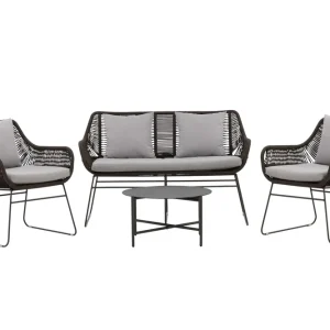 Davao soffgrupp - Mörkgrå/brun 2-sitssoffa, 2 fåtöljer & bord 70 cm från Venture Design- Bra Möbler Snabb frakt