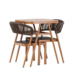 Köp online Amadora cafégrupp - Brun/brun 2 stolar & bord 60 x 60 cm från Venture Design- Bra Möbler
