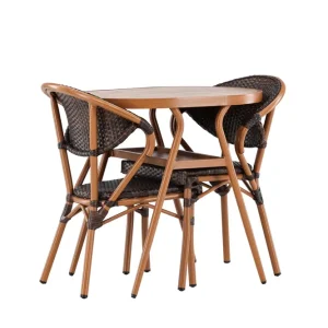 Abrantes cafégrupp - Brun/brun 2 stolar & bord 80 cm från Venture Design- Bra Möbler Köp online