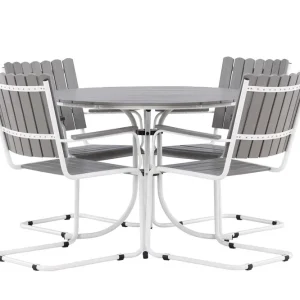 Fynd Holmsund matgrupp - Vit/grå 4 stolar & bord 103 cm från Venture Design- Bra Möbler