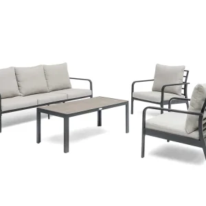 Beställ nu Hånger soffgrupp - Svart med beige dyna 3-sitssoffa, 2 fåtöljer & bord 120x60 cm från Hillerstorp- Bra Möbler